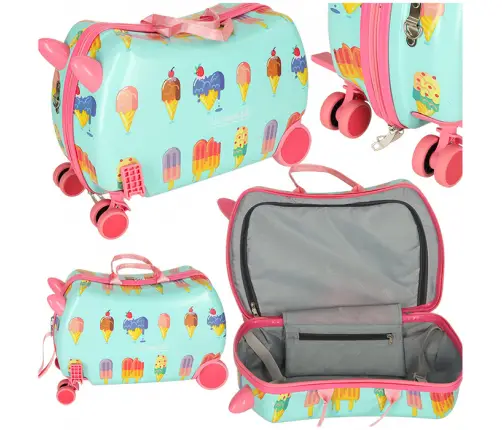 Bērnu ceļojuma koferis uz riteņiem saldējums