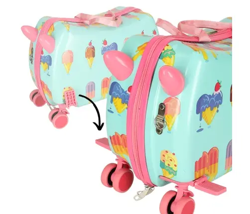 Bērnu ceļojuma koferis uz riteņiem saldējums