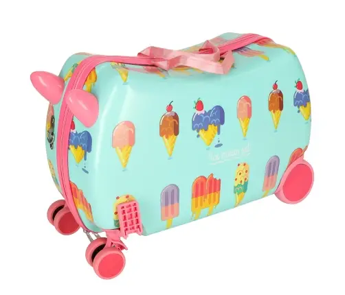 Bērnu ceļojuma koferis uz riteņiem saldējums