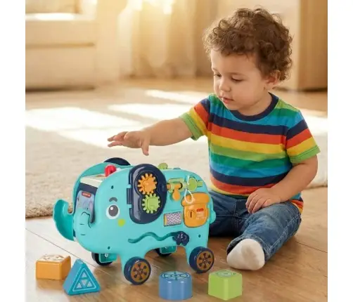 Interaktīvais montessori ziloņu šķirotājs 26cm āmurs