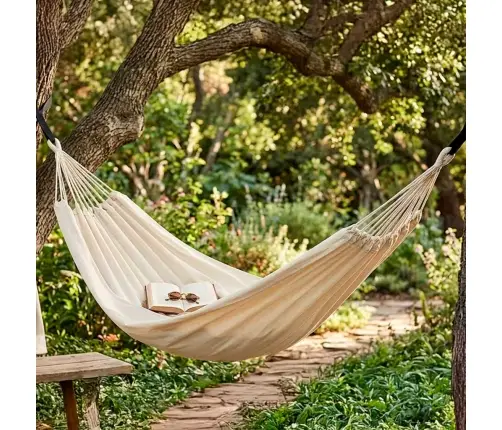 Dārza šūpuļtīkls boho 200cm ecru
