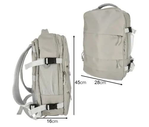 Ceļojumu mugursoma lidmašīnai ūdensizturīgs USB kabelis 45x16x28cm pelēks