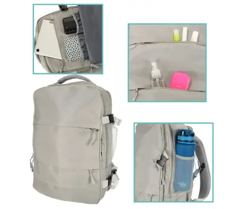 Ceļojumu mugursoma lidmašīnai ūdensizturīgs USB kabelis 45x16x28cm pelēks