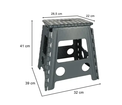 Neslīdošs saliekamais taburete 39cm tumši pelēks