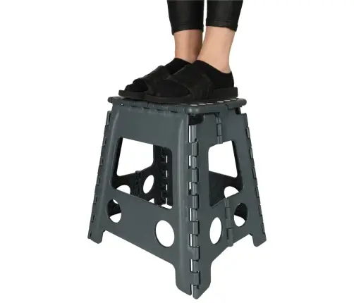 Neslīdošs saliekamais taburete 39cm tumši pelēks