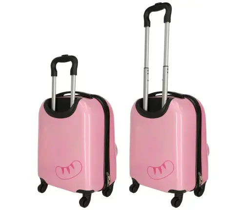 Bērnu ceļojumu koferis uz riteņiem kaķis rozā krāsā