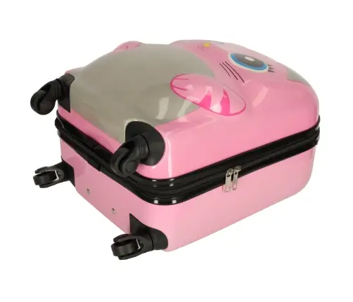 Bērnu ceļojumu koferis uz riteņiem kaķis rozā krāsā