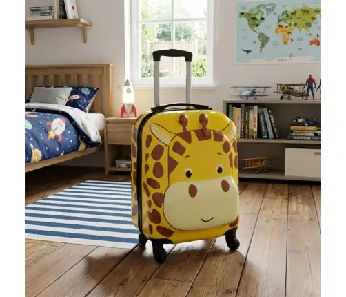 Bērnu ceļojumu koferis uz riteņiem ar žirafi