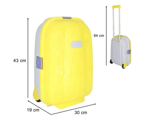 Bērnu ceļojumu koferis uz riteņiem rokas bagāžai dzeltens