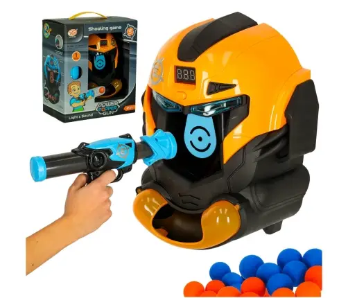 Mērķa šaušanas robota galvas arcade spēle komplekts pistole + bumbiņas