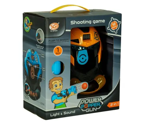 Mērķa šaušanas robota galvas arcade spēle komplekts pistole + bumbiņas