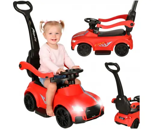 3-in-1 auto ratiņi ar skaņu, gaismām, sarkanā krāsā