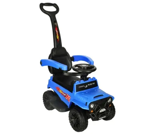 Bezceļu auto stumšanas brauciens ar skaņu un gaismām zils