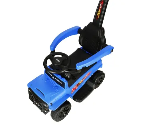 Bezceļu auto stumšanas brauciens ar skaņu un gaismām zils