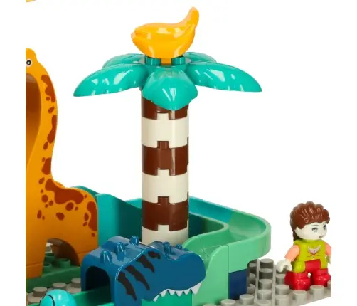 Radošie bloki dinozauru parka bumbiņu trase 147sz
