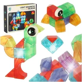 3D būvniecības magnētiskie ķieģeļi LED spīd 32 el.