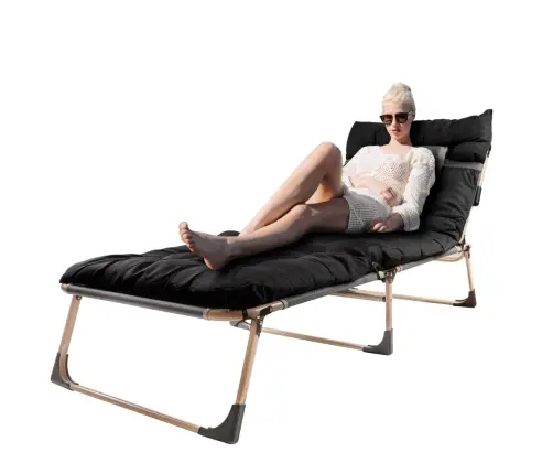 Tourist saliekamā lauka gulta 198 cm melna