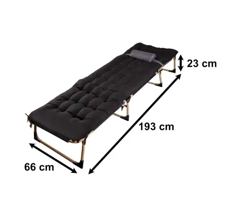 Tourist saliekamā lauka gulta 198 cm melna