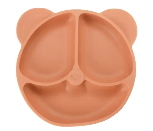 Silikona galda piederumu komplekts zīdaiņiem, 4 gab., oranžs lācītis