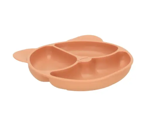 Silikona galda piederumu komplekts zīdaiņiem, 4 gab., oranžs lācītis