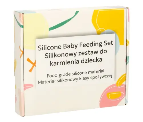 Silikona galda piederumu komplekts zīdaiņiem, 4 gab., oranžs lācītis