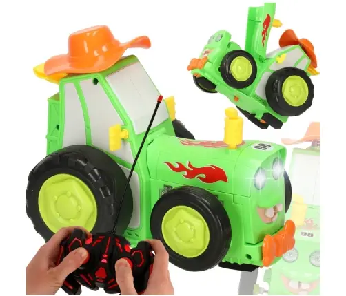 Traktors RC traktors lec dejošanas skaņa zaļa
