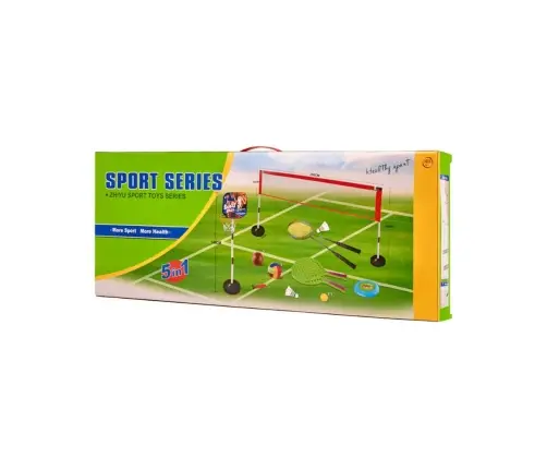 Sporta komplekts 5in1 badmintons basketbols volejbols teniss frisbijs
