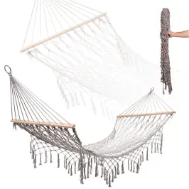 Dārza šūpuļtīkls boho tīkliņš 200cm pelēks Dārza šūpuļtīkls boho tīkliņš 200cm pelēks