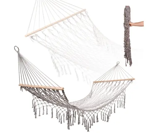 Dārza šūpuļtīkls boho tīkliņš 200cm pelēks