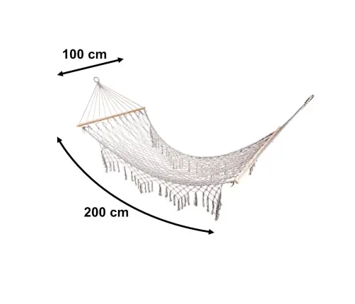 Dārza šūpuļtīkls boho tīkliņš 200cm pelēks