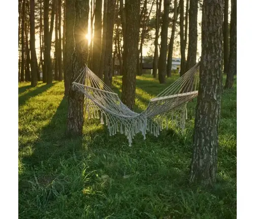 Dārza šūpuļtīkls boho tīkliņš 200cm pelēks