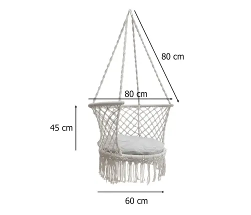 Stārķa ligzdas dārza šūpoles ar atzveltni pelēkas 80 cm 150 kg