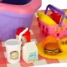 Piknika grozs ātrā ēdināšana pica burgeru ēdiens pārtika piknika uzkodas
