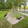 Brazīlijas krēsls ar kāju balstu, piekaramais atpūtas krēsls šūpoles 130cm bēšs