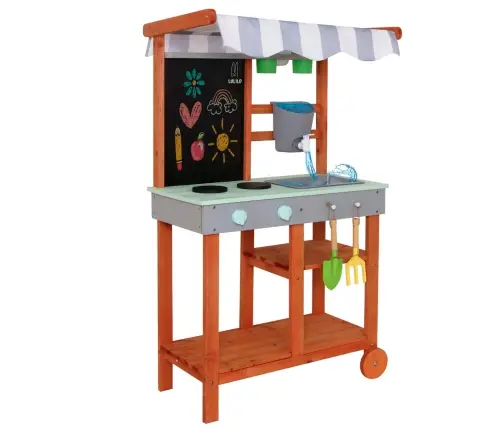 Koka dārza dubļu virtuve uz riteņiem piederumi krāns āra Lulilo Sableto 116 cm