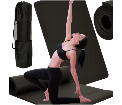 Jogas prakses paklājs biezs 185x80x1,5 cm melns