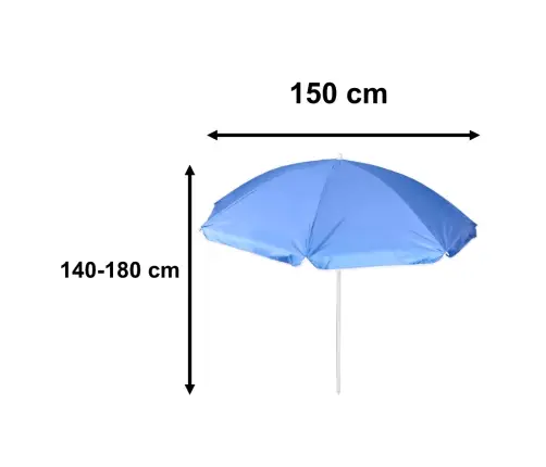 Pludmales lietussargs regulējams salaužams UV salokāms 150cm zils