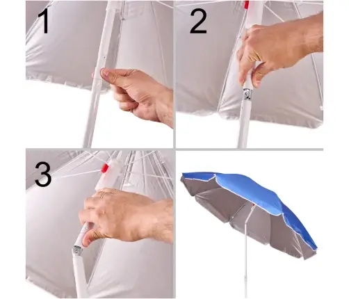 Pludmales lietussargs regulējams salaužams UV salokāms 150cm zils