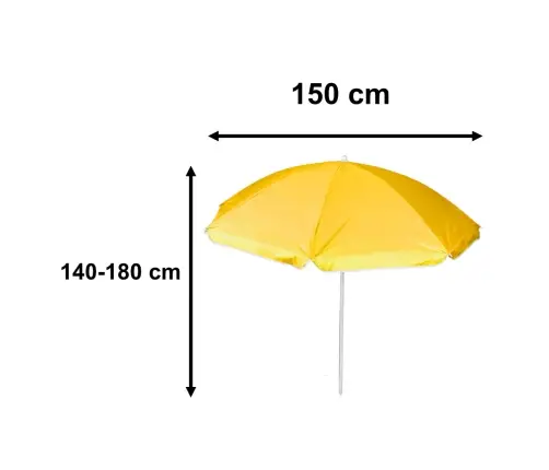 Pludmales lietussargs regulējams salaužams UV salokāms 150cm dzeltens
