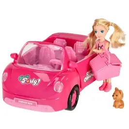 Lelle automašīna kabriolets rozā 4 el. Lelle automašīna kabriolets rozā 4 el.