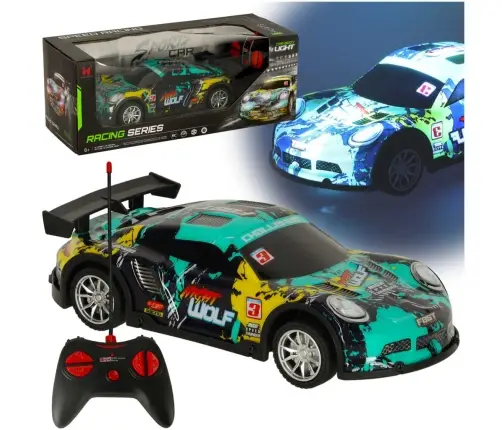 RC sporta auto zilā un zaļā krāsā
