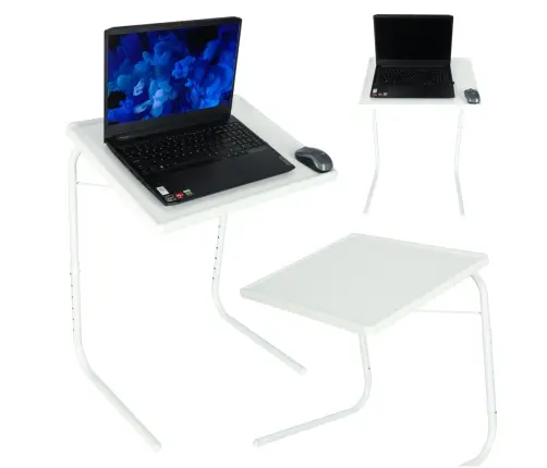 Laptop sānu galdiņš salokāms 52 x 40 cm balts