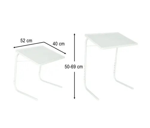 Laptop sānu galdiņš salokāms 52 x 40 cm balts