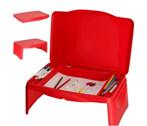 Bērnu auto galds ar glabāšanas nodalījumu sarkans