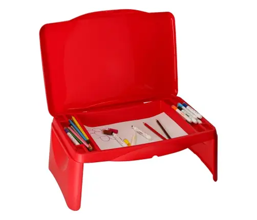 Bērnu auto galds ar glabāšanas nodalījumu sarkans