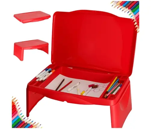 Bērnu auto galds ar glabāšanas nodalījumu sarkans