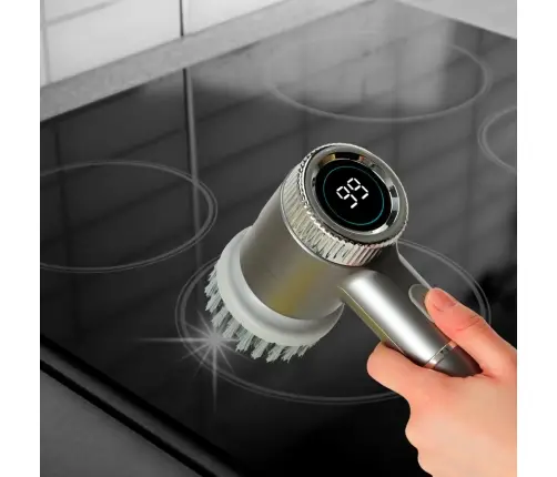 Elektriskā tīrīšanas birste 5in1 vannas istabas grīdas javu baseinam LED