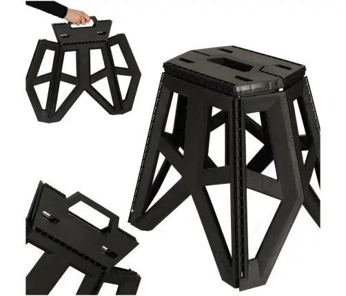 Saliekamais taburete Tūristu krēsls Melns Pārnēsājams kempinga krēsls 39,5 cm melns