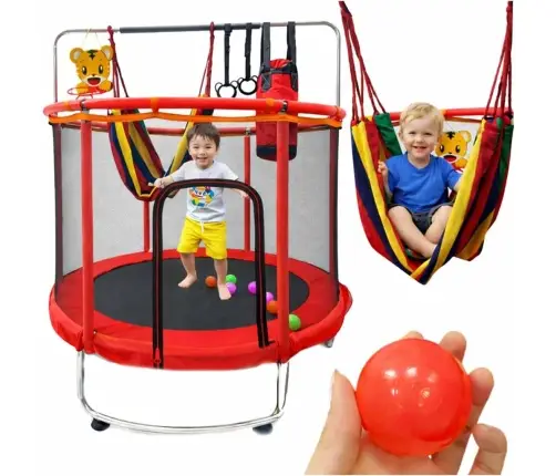 Bērnu batuts dārza bumbu tīkls basketbola 150cm sarkans