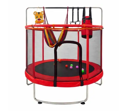 Bērnu batuts dārza bumbu tīkls basketbola 150cm sarkans